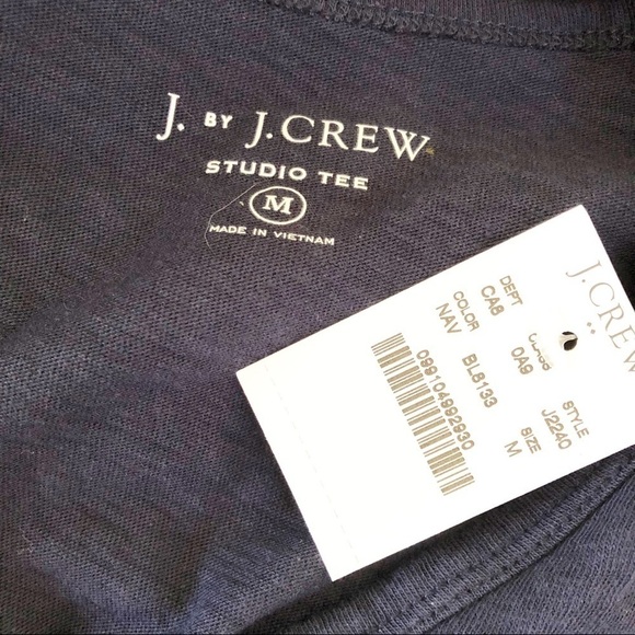 J. CREW NWT Studio V Neck Cotton T Shirt Top in Navy Size Medium - Picture 10 of 11